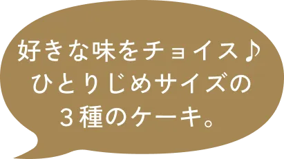 好きな味をチョイス♪ひとりじめサイズの３種のケーキ。